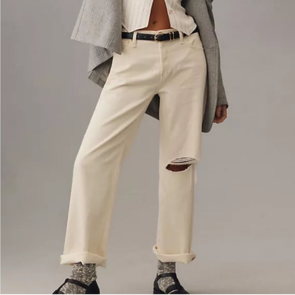 Hudson Jeans: Cream Off-White Rosie wide leg denim